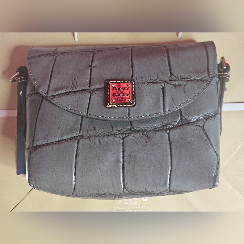 NWT Dooney & Bourke Denison Crossbody Saddle Bag Smoke Gray DEN